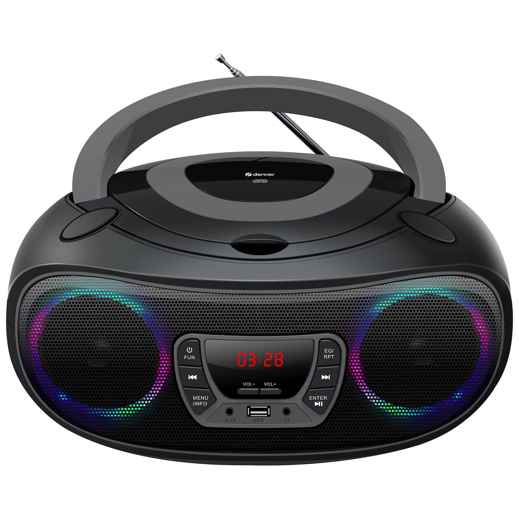 Denver TCL-212BT Boombox – CD, Bluetooth, USB, AUX LED-Lichter, grau