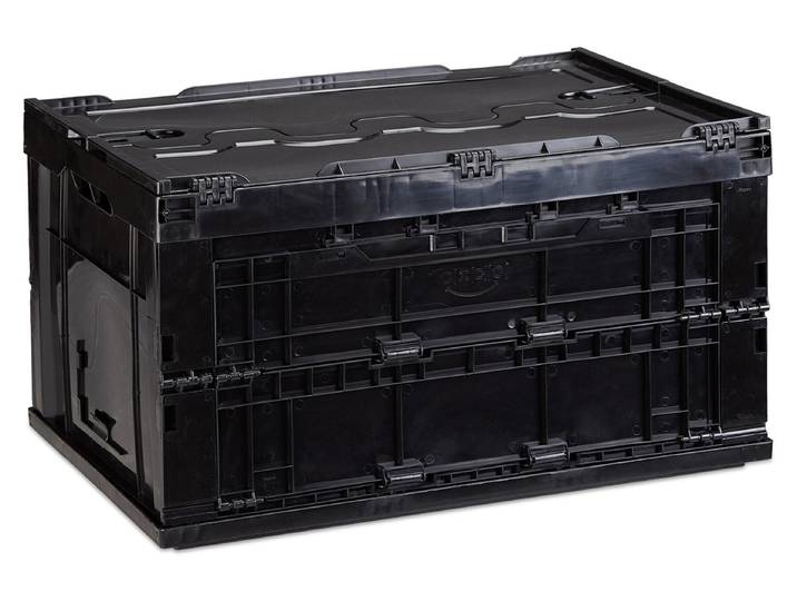Relaxdays Profi Transportbox, stabil, Gewerbe, hochwertiger Kunststoff, Qualität, 60 L, HxBxT 32,5x58,5x39,5cm, schwarz