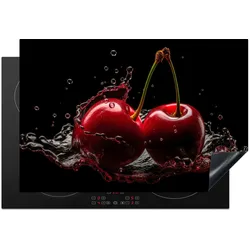 HERDABDECKPLATTE Kirsche - Rot - Frucht - Wasser - Schwarz Ceranfeldabdeckung 76x51.5 cm