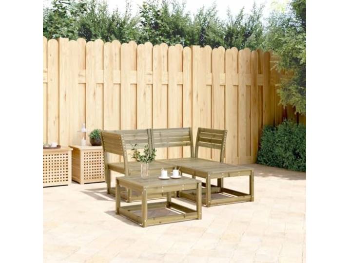 Bois imprégné Ensemble canapés terrasse pin massif naturel Brun 33.72 Salon de jardin 3 pcs bois de pin imprégné ensemble modulaire avec repose-pieds pour patio terrasse extérieur résistant aux