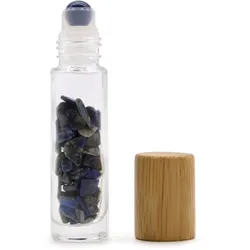Gemstone Essential Oil Roller Bottle - Sodalite  - Wooden Cap + Gemstone Roller Tip for 5ml Bottle - Sodalite