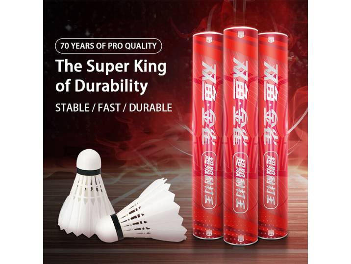 Double Fish JinQue Super King Lot de 12 volants en plume de canard résistants, rouge - Vitesse 76