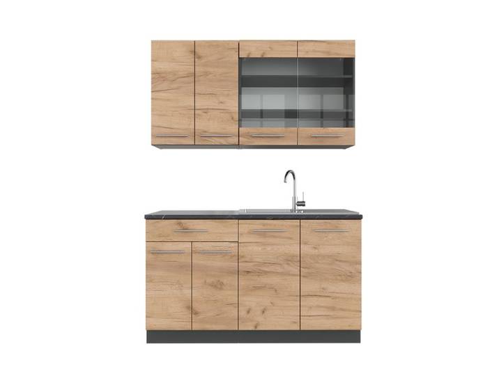 Cuisine Fame-Line 140cm PT Chêne Chêne de force doré/Anthracite Vicco 42480