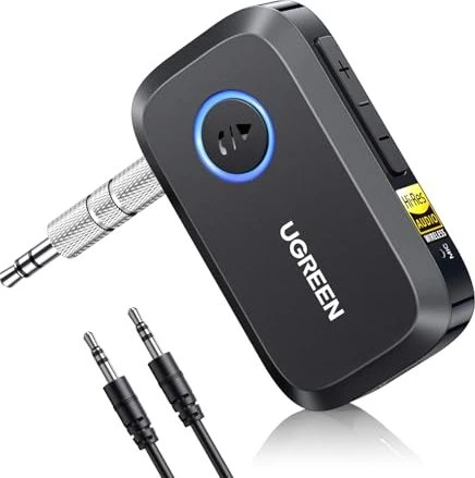 UGREEN LDAC Bluetooth 6.0 Jack Receiver for Car AUX Adapter with Built-in Mic Hands-Free Calls