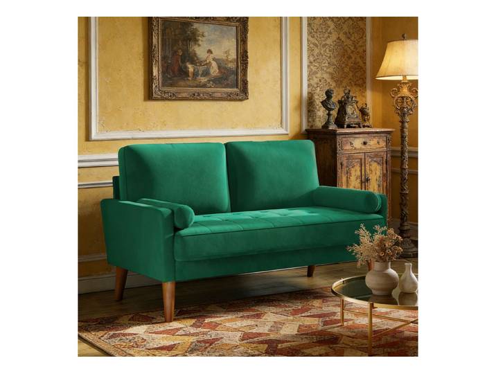 Dripex Sofa 121 cm kleines 2-Sitzer-Sofa aus Samt – bequeme Couch