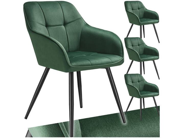 Stuhl Marilyn, Samtoptik, gesteppt - dunkelgrün/schwarz, 4er Set