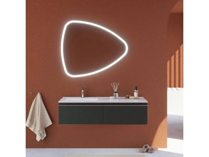 MEUBLE DE SALLE DE BAINS GRIS FONCÉ DE 120 CM LAVABO ASYMÉTRIQUE ET MIROIR SUSPENDU SEATTLE