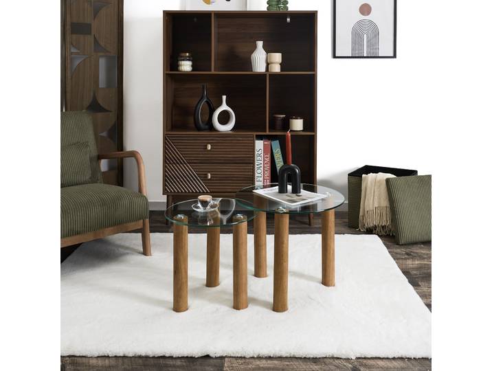 Table d'appoint - HOME DECO FACTORY - Verre Trempé - Marron