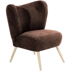 SESSEL Kathy Bezug Veloursstoff Buche natur / braun