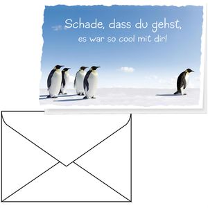 bsb Abschiedskarte 412074-2, Pinguine, Klappkarte mit Umschlag, 11,5 x 17 cm