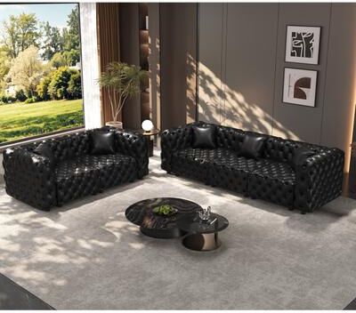 GDFStudio - Multi-Size Faux Leather 5-Seat Modular Sofa Set with Hand Tufted Design & 5 Pillows
