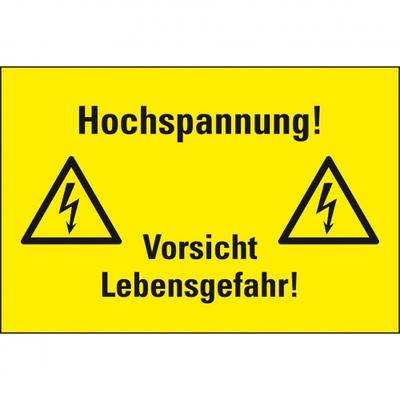 Aufkleber I Warn-Kombischild Hochspannung! Lebensgefahr!, RoHS konform, Folie, 200x120mm, ASR A1.3, DIN EN ISO 7010 W012