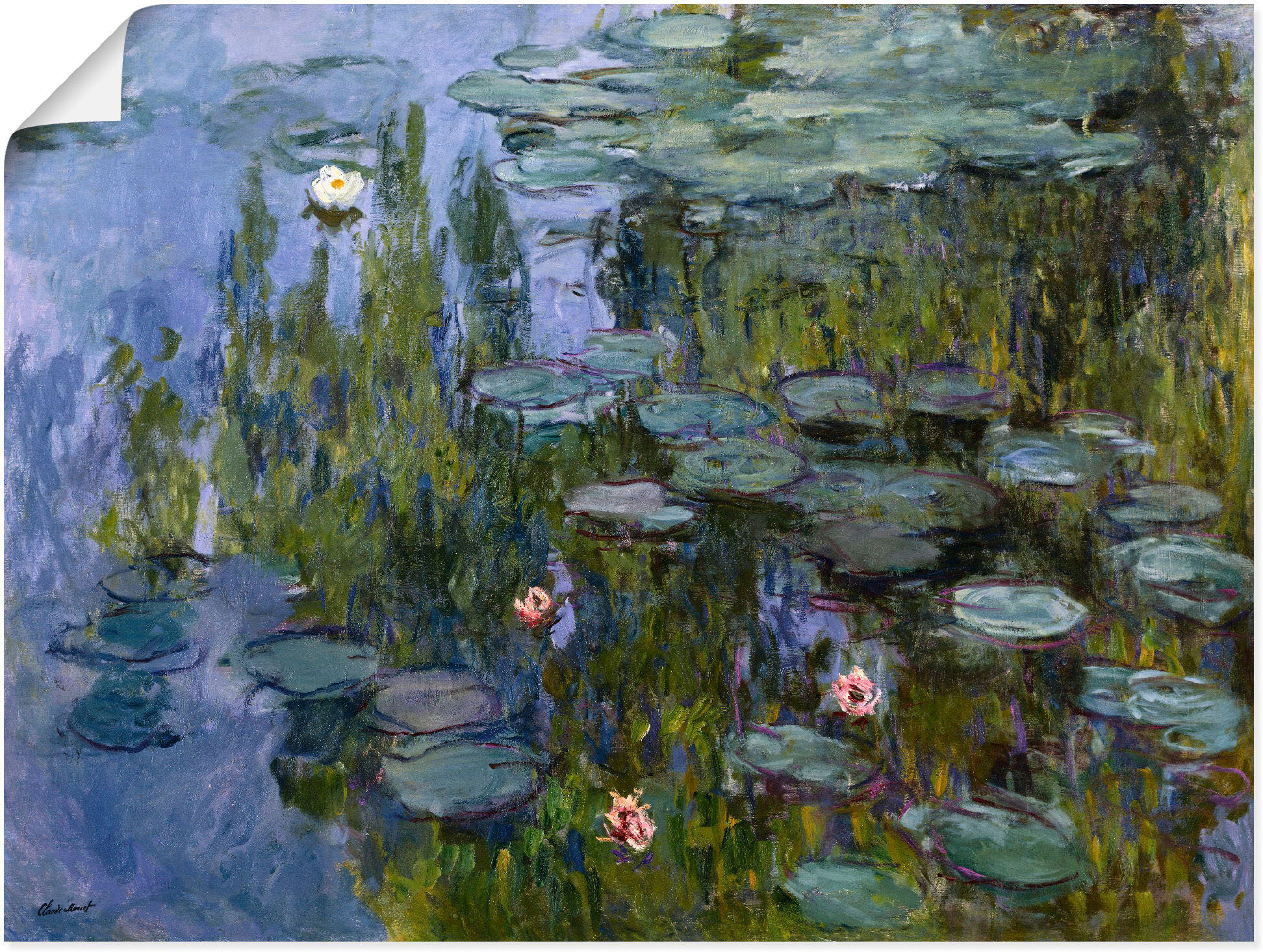 Wandbild ARTLAND "Seerosen (Nympheas). 1918/1921.", grün (farbe bild(er): grün), B:80cm H:60cm, Bilder, Wandbild, als Leinwandbild, Poster in verschied. Grössen farbe bild(er): grün B/H/T: 80cm x 60cm, Poster Blumen Querformat, 1 Stk.