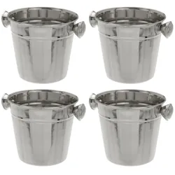 Eiseimer Eiswürfelbehälter Eiskübel Mini 4 Stk 11x11cm Edelstahl Küche Bar Party