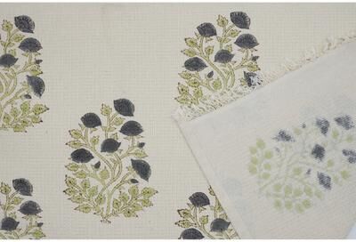 Fabdivine Hand Block Floral Print Waffle Weave Kitchen, Dining Room Use, Gift Hand Towel