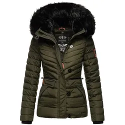 NAVAHOO Damen Winterjacke Warm gefütterte Steppjacke mit Kunstfell-Kapuze Wisteriaa