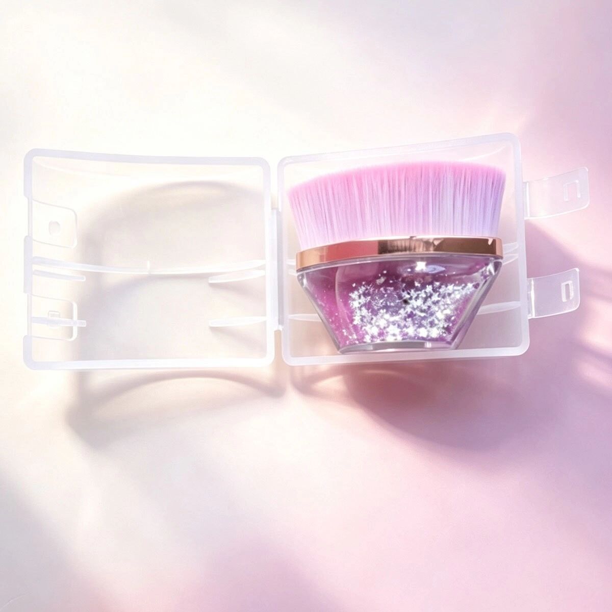 INF Magic-Quicksand-Flüssigfoundationpinsel mit weichen zweifarbigen Fasern und Schutzkappe Rosa