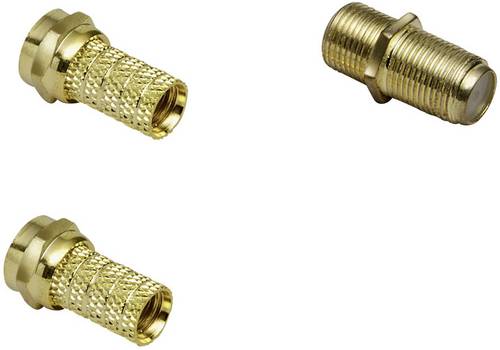 BKL Electronic 0403532 F-Verbinder-Set vergoldet Anschlüsse: F-Stecker, F-Buchse, F-Buchse, F-Stecker Kabel-Durchmesser: 7mm 1 Set