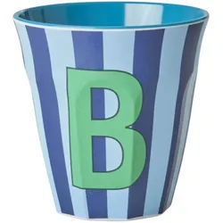 RICE Melamin Buchstabenbecher gestreift, B, blau