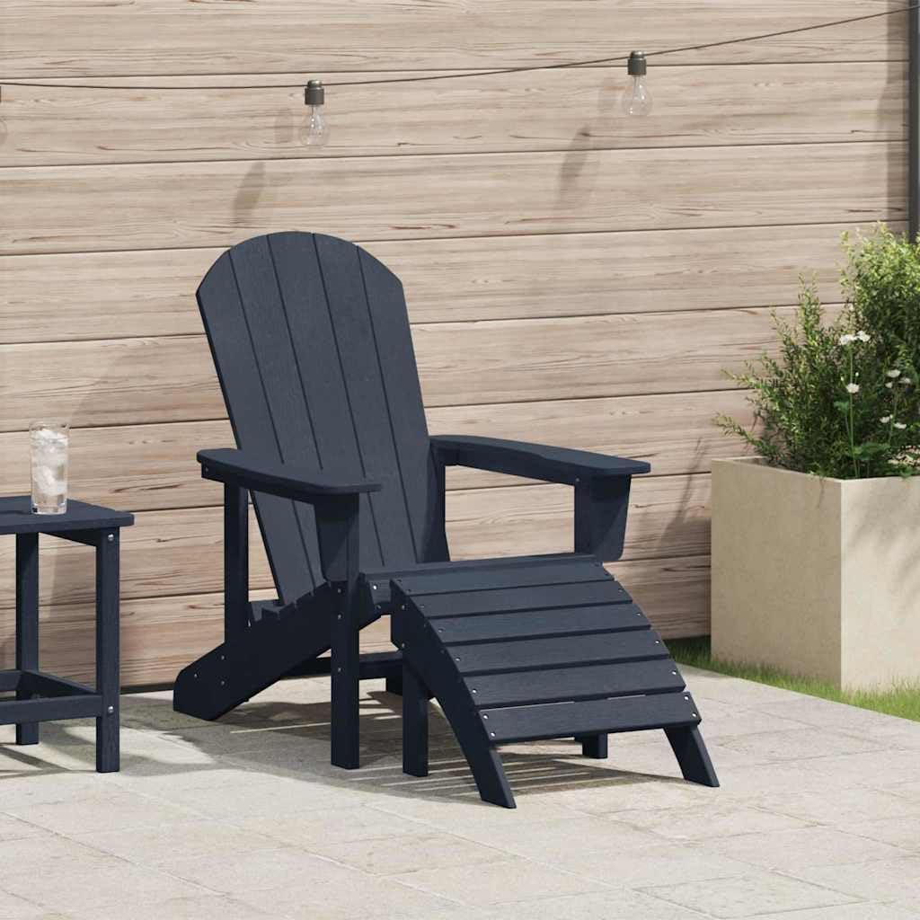 Adirondack-Stuhl in Marineblau für Terrasse und Garten aus Polyethylen, moderner HDPE-Stuhl mit den Maßen 82 x 74 x 92 cm