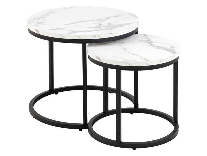 Mid.you Couchtisch Spiro, Schwarz, Weiß, Metall, rund, eckig, 40 cm, Wohnzimmer, Wohnzimmertische, Couchtische, Couchtische rund