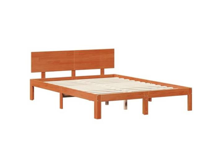 KTHLBRH Bettgestell, 2-teilig, braun, gewachst, Massivholz, Kiefer Britisches Doppelbett mit Kopfteil, Lattenrost, 200 kg Kapazität