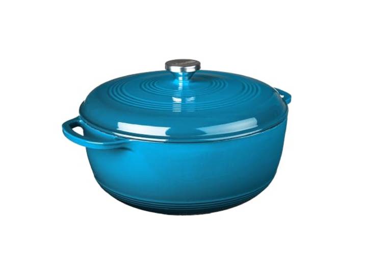 Lodge Schmortopf aus emailliertem Gusseisen mit Deckel, Doppelgriffe, ofenfest bis 260 °C oder auf dem Herd, zum Marinieren, Kochen, Backen, Kühlen und Servieren, Blau