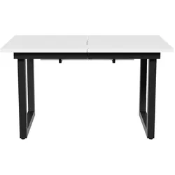 STILVORA Esstisch MDF Weiß/Schwarz 140/180x80x75 cm, ausziehbar, Metallgestell, Industriestil