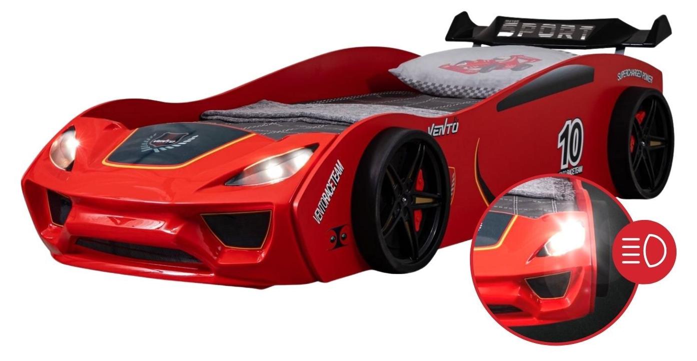 Autobett Dream Racer Kinderbett im Rennauto-Design mit Lattenrost 90x200, Spoiler Spielbett Rot