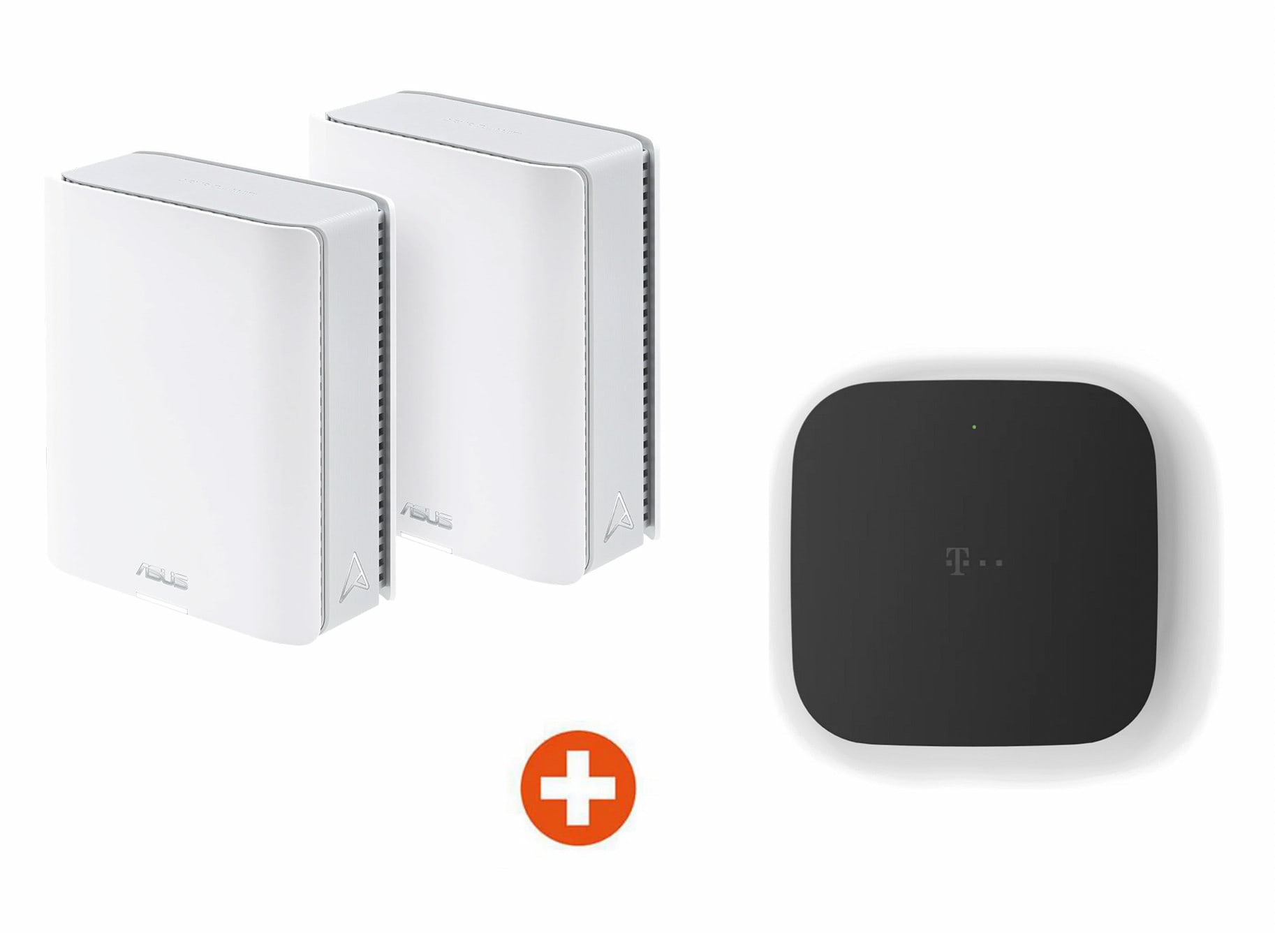 Bundle: ASUS ZenWiFi BT10 BE18000 Weiß Tri-Band WiFi 7 Smart AiMesh Extendable Router 2er Pack + Telekom Glasfaser Modem 2,5 Gbit/s schwarz 90IG08Y0-MO3C40+40824527