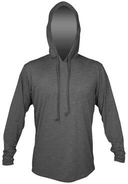Anetik MVLPRH8 Men's Low Pro Tech Hooded Long Sleeve T-Shirt in Charcoal Heathered size Small   Polyester/Spandex Blend
