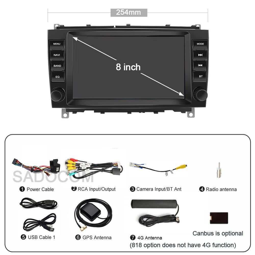 Selius Autoradio Android 14.0 met 8 inch scherm, 4G verbinding, Dubbel Din en GPS navigatie
