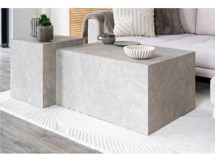 Designer Couchtisch Paris in Marmor Optik - Grauer Marmor - Luxusbetten24
