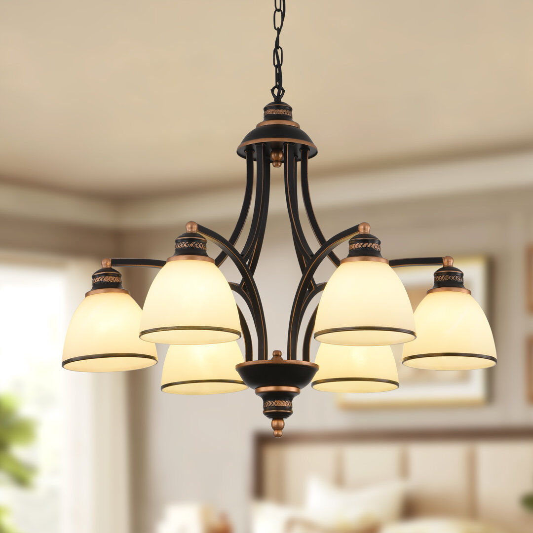 Blue Elephant Wave 6 - Light Dimmable Classic / Traditional Chandelier Black/Gold 58cm H X 68cm W X 68cm D
