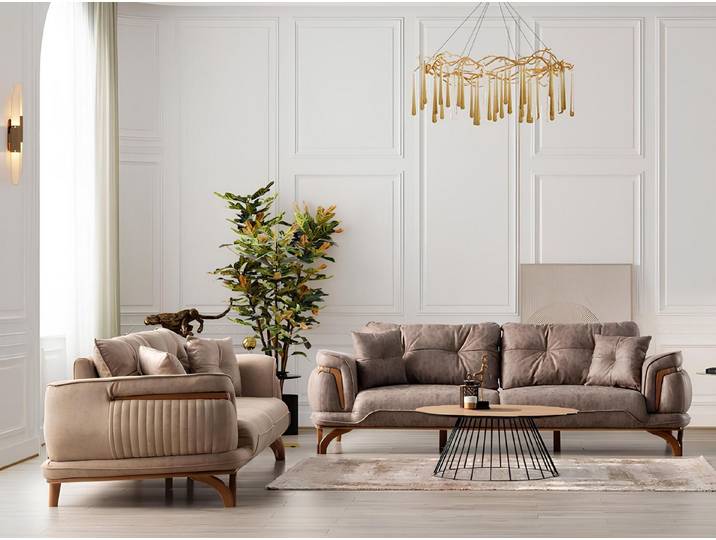 Xlmoebel Polstergarnitur Beige Sofagarnitur mit Relaxfunktion und modernem Design, (Sofagarnitur, Sofagarnitur 3+3 Sitzer), Hergestellt in Europa