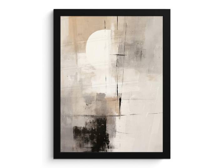 MuchoWow Poster MIT Rahmengerahmtes Bild - Abstrakt - Kunst - Grau - 30x40 cm, Hellgrau, Papier, Rechteckig, 30x40 cm, gerahmt, Bilder & Rahmen, Bilder