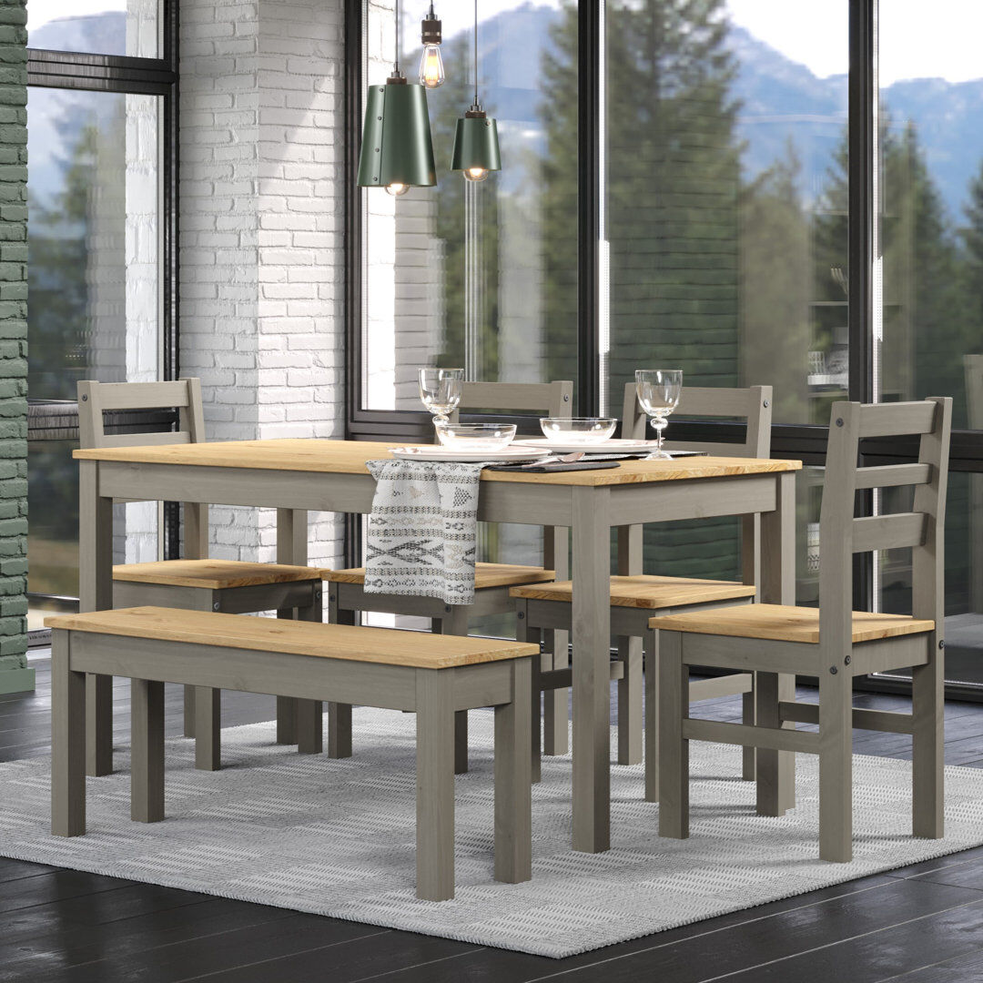 Core Products Corona Linea 5 -Person Pine Solid Wood Dining Set Brown 5