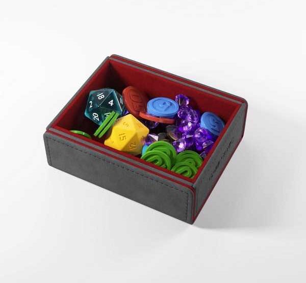 Gamegenic Token Keep – Grey/Red for Board Games, Organizes Tokens, Dice and Cards, Magnetic Closure, Holds 40-80 Cards