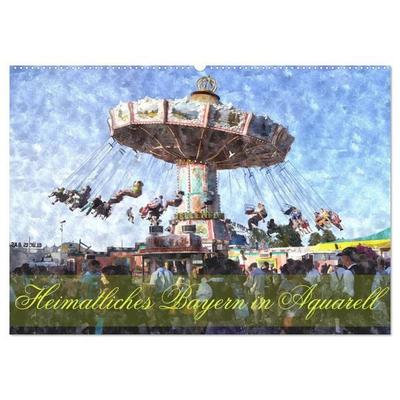 Heimatliches Bayern in Aquarell (Wandkalender 2026 DIN A2 quer), CALVENDO Monatskalender