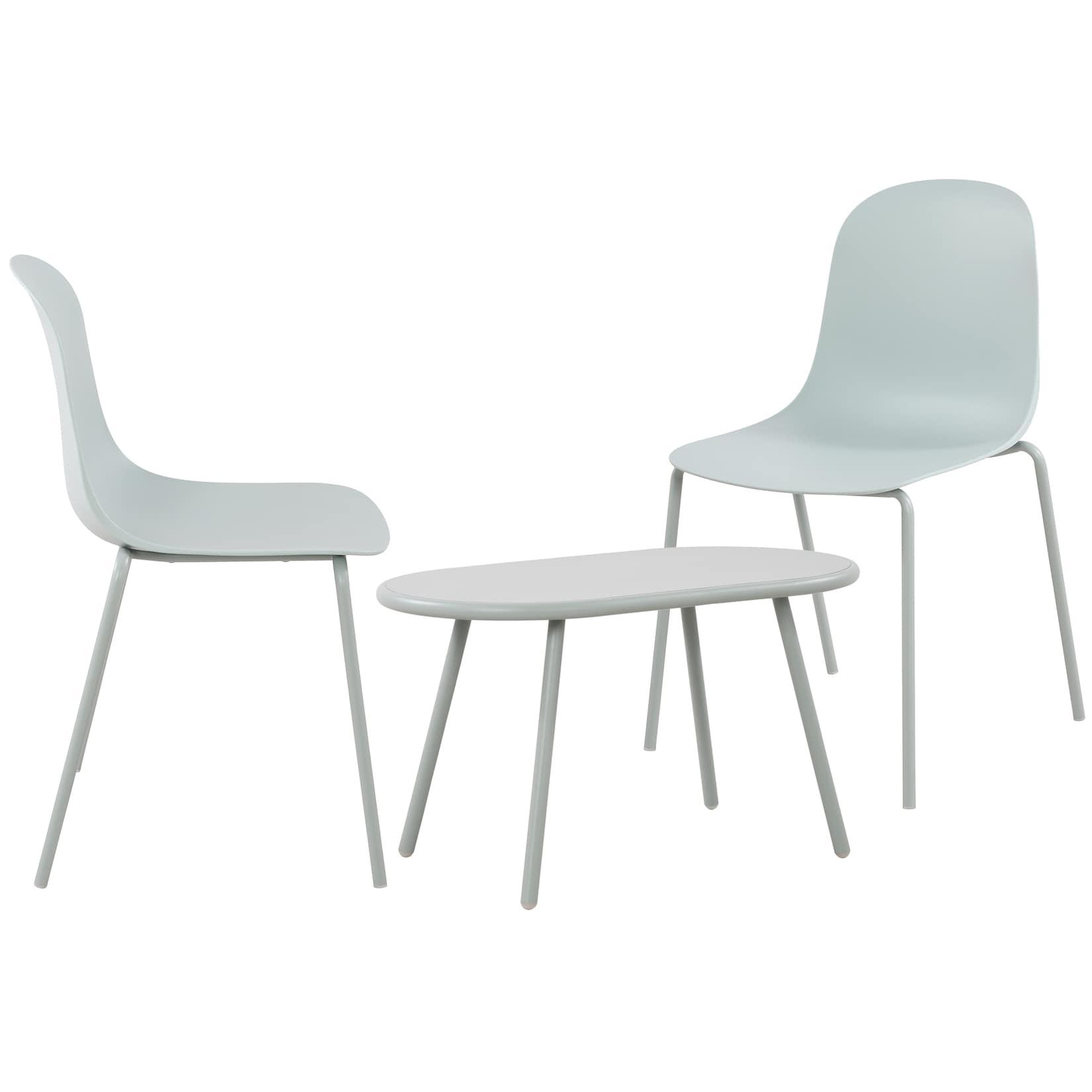 CLP 2er Sitzgruppe Veldin I Garten-Set 2x Stuhl stapelbar und 1x Tisch I Outdoor-Set wetterfest und UV-beständig I Gartenmöbel