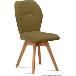 ESSZIMMERSTUHL drehbar (8er-Set) Draga 51x92x60 Eiche geölt/Olivgrün