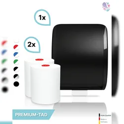 Blanc HYGIENIC SET: Handtuchrollenspender Autocut, Blanc Cosmos + 2 Handtuchrollen PREMIUM TAD - PRODUKTSET