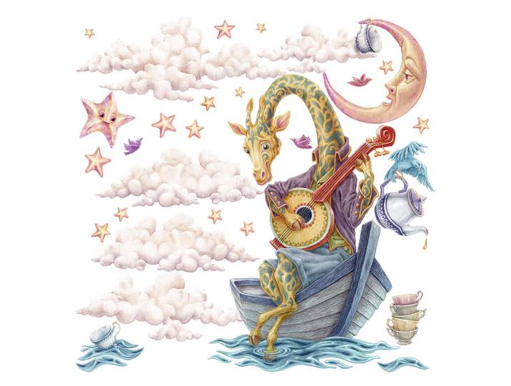 Wallfluent Wandaufkleber 80x113cm - Pastellfarbene Tiere, Mehrfarbig, Kunststoff, Rechteckig, 80x113x0.1 cm, Tapeten & Wandverkleidungen, Wandtattoos & Sticker, Wandtattoos
