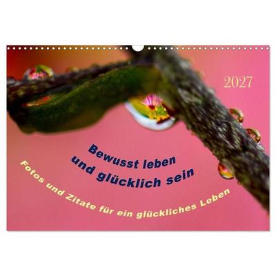 Bewusst leben und glücklich sein (Wandkalender 2027 DIN A3 quer), CALVENDO Monatskalender