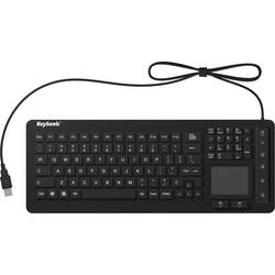 Keysonic KSK-6231 INEL (US) USB Tastatur US-Englisch, QWERTY Schwarz Silikonmembran, Wasserfest (IPX7), Beleuchtet, Integriertes Touchpad, Maustasten 28077