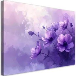 WANDBILD, Lila Blumen auf lavendelfarbenem Hintergrund