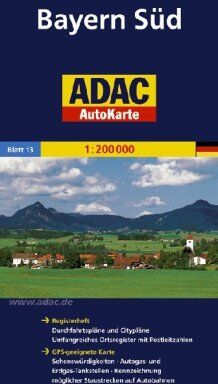 ADAC AutoKarte Deutschland, Bayern Süd 1:200.000: Registerheft: Zufahrtskarten und Citypläne, umfangreiches Ortsregister mit Postleitzahlen. ... möglicher Staustrecken auf Autobahnen - Preis vom 30.09.2026 09:01:18 h