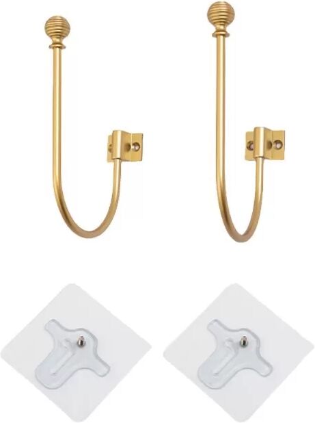 INF U-förmige Gardinenhalter ohne Bohren – Verstellbare Fenster-Draperie-Halterungen Gold