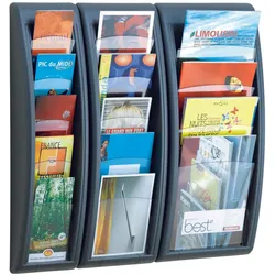 PAPERFLOW Kompakt Wandprospekthalter 1/3 DIN A4 5-Fach  anthrazit