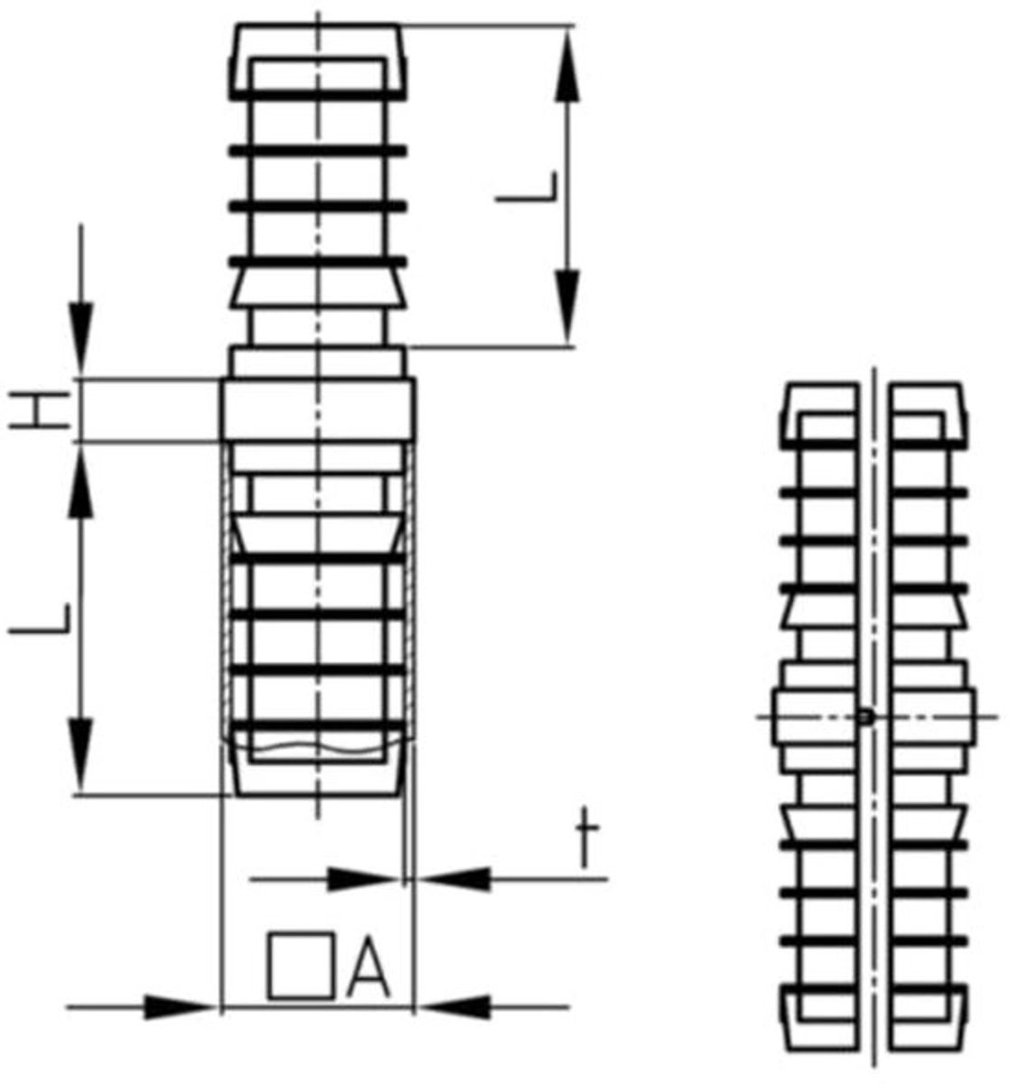 2 x 2-weg Connector Buisverbinder voor Ronde Buizen 30 mm - Polyamide